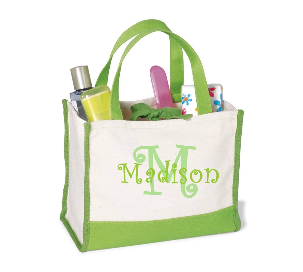 Personalized tote bag handbag purse girls lime monogram  